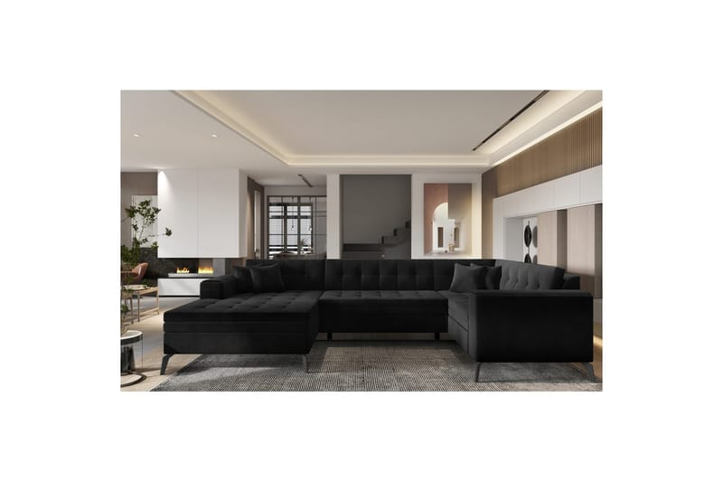 Sofa med chaiselong Eltap Montez 340x180x93 cm - Lukso 10, Sort, Venstre - Møbler - Sofaer - Sovesofaer
