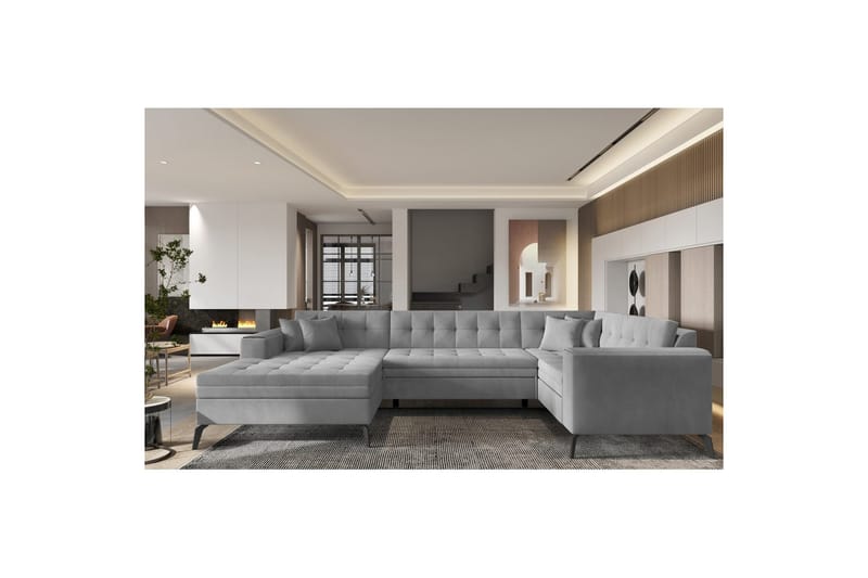 Sofa med chaiselong Eltap Montez 340x180x93 cm - Nube 3, Lysegrå, Venstre - Møbler - Sofaer - Sovesofaer