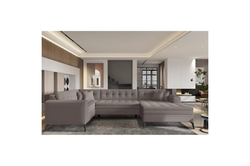 Sofa med chaiselong Eltap Montez 340x180x93 cm, Savoi 7, Beige, Højre