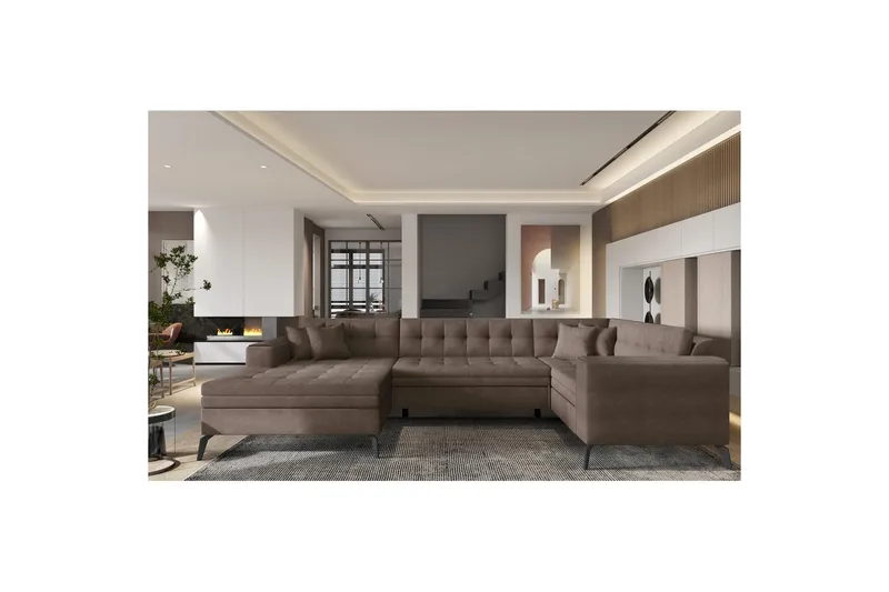 Sofa med chaiselong Eltap Montez 340x180x93 cm, Poco 22, Brun, Venstre