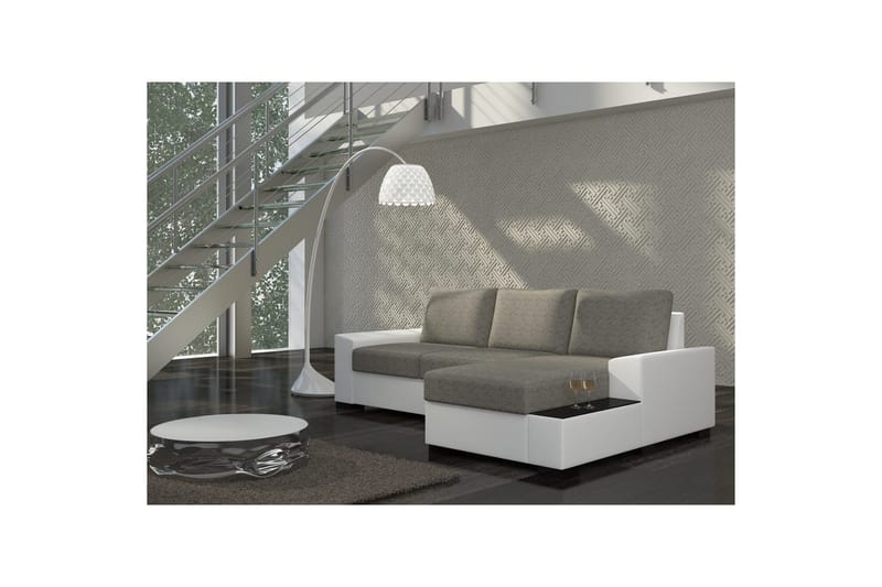 Sofa med chaiselong Eltap Negro 245x165x90 cm - Berlin 01, Blød 17, Grå, Hvid, Højre - Møbler - Sofaer - Sovesofaer