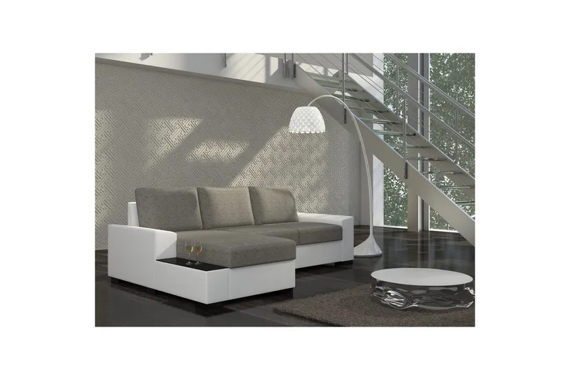 Sofa med chaiselong Eltap Negro 245x165x90 cm - Berlin 01, Blød 17, Grå, Hvid, Venstre - Møbler - Sofaer - Sovesofaer