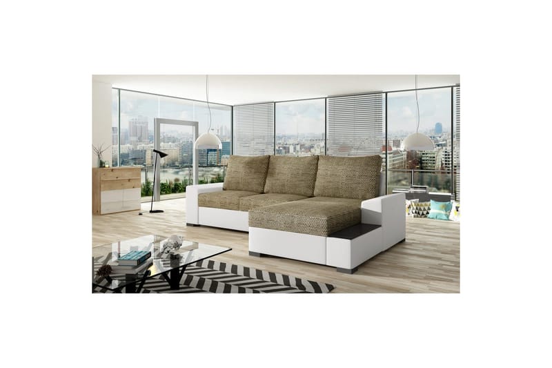 Sofa med chaiselong Eltap Negro 245x165x90 cm - Berlin 03, Blød 17, Beige, Hvid, Højre - Møbler - Sofaer - Sovesofaer