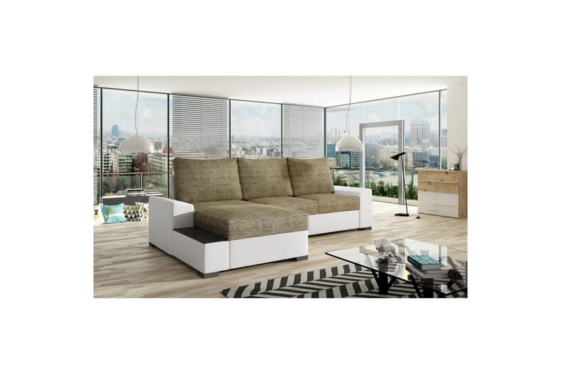 Sofa med chaiselong Eltap Negro 245x165x90 cm - Berlin 03, Blød 17, Beige, Hvid, Venstre - Møbler - Sofaer - Sovesofaer