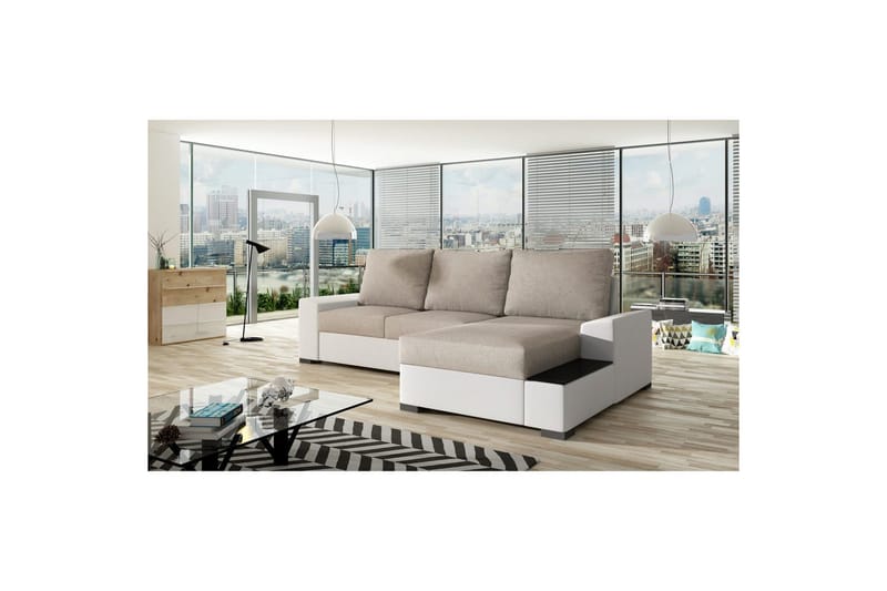 Sofa med chaiselong Eltap Negro 245x165x90 cm, Dora 21, Soft 17, Beige, Hvid, Højre