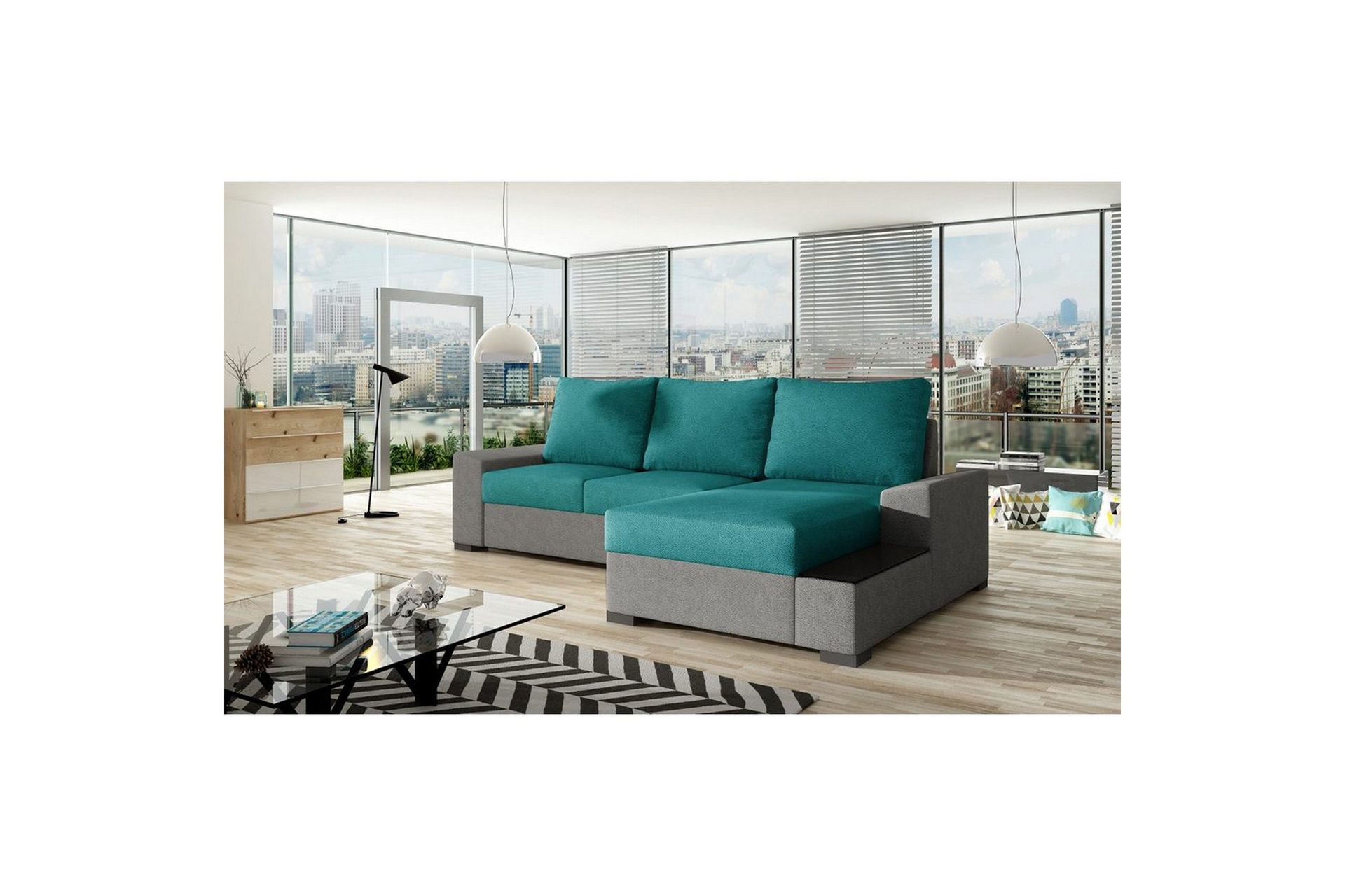 Sofa med chaiselong Eltap Negro 245x165x90 cm Dora 85, Dora 90 ...