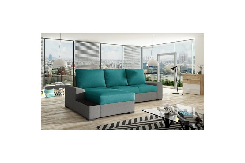 Sofa med chaiselong Eltap Negro 245x165x90 cm, Dora 85, Dora 90, Mørkegrøn, Grå, Venstre