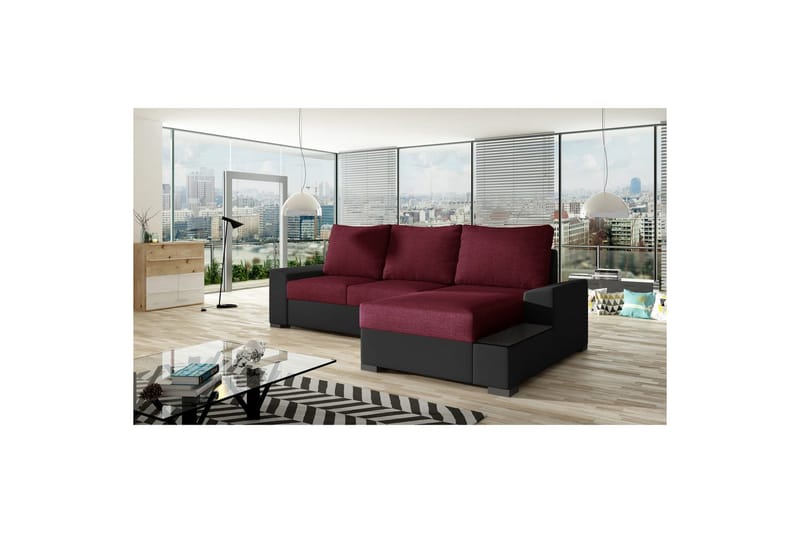 Sofa med chaiselong Eltap Negro 245x165x90 cm - Malmo 63, Soft 11, Rød, Sort, Højre - Møbler - Sofaer - Sovesofaer