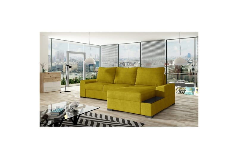 Sofa med chaiselong Eltap Negro 245x165x90 cm, Omega 68, Gul, Højre