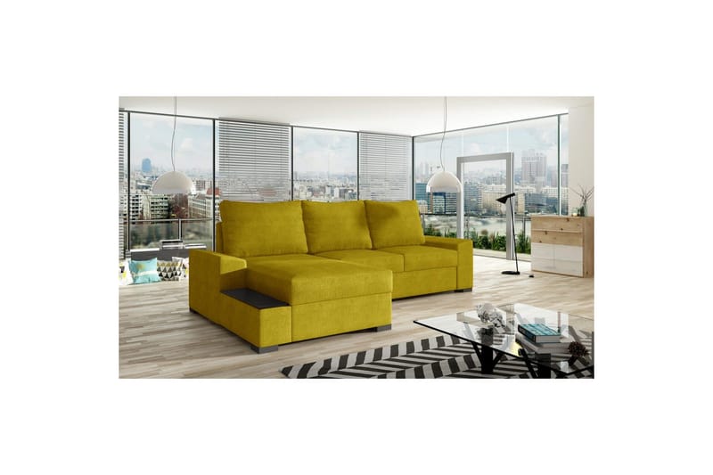 Sofa med chaiselong Eltap Negro 245x165x90 cm, Omega 68, Gul, Venstre
