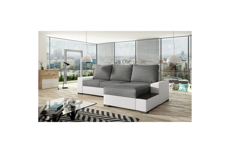 Sofa med chaiselong Eltap Negro 245x165x90 cm - Sawana 05, Soft 17, Grå, Hvid, Højre - Møbler - Sofaer - Sovesofaer