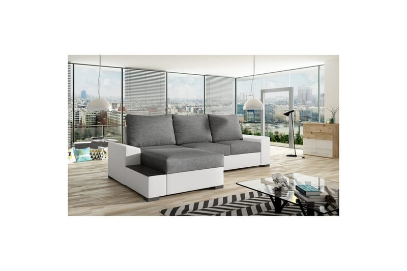 Sofa med chaiselong Eltap Negro 245x165x90 cm - Sawana 05, Soft 17, Grå, Hvid, Venstre - Møbler - Sofaer - Sovesofaer