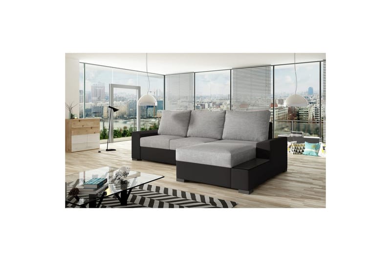 Sofa med chaiselong Eltap Negro 245x165x90 cm, Sawana 21, Soft 11, Grå, Sort, Højre