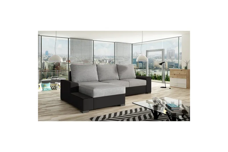 Sofa med chaiselong Eltap Negro 245x165x90 cm - Sawana 21, Soft 11, Grå, Sort, Venstre - Møbler - Sofaer - Sovesofaer