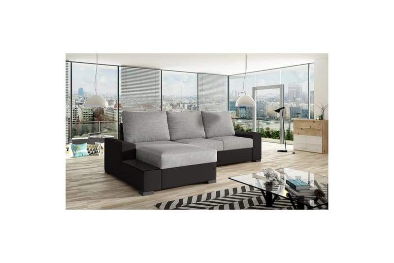 Sofa med chaiselong Eltap Negro 245x165x90 cm - Sawana 21, Soft 11, Grå, Sort, Venstre - Møbler - Sofaer - Sovesofaer