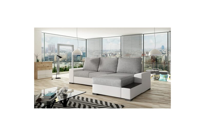 Sofa med chaiselong Eltap Negro 245x165x90 cm - Sawana 21, Soft 17, Grå, Hvid, Højre - Møbler - Sofaer - Sovesofaer