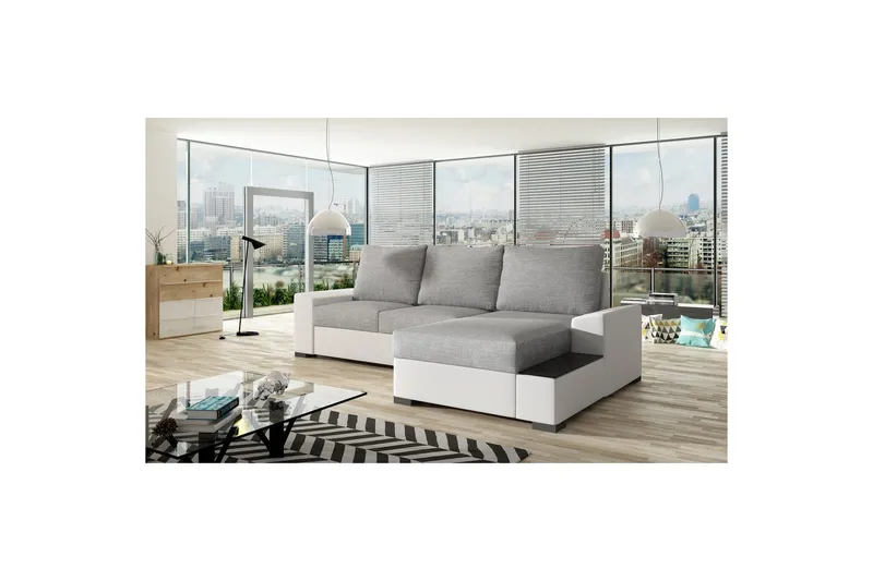 Sofa med chaiselong Eltap Negro 245x165x90 cm, Sawana 21, Soft 17, Grå, Hvid, Højre