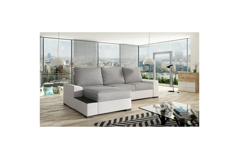 Sofa med chaiselong Eltap Negro 245x165x90 cm, Sawana 21, Soft 17, Grå, Hvid, Venstre