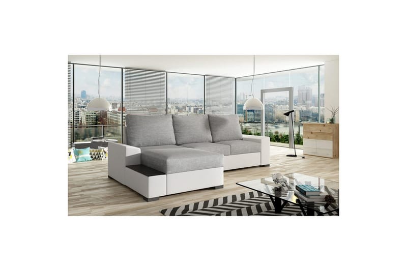 Sofa med chaiselong Eltap Negro 245x165x90 cm - Sawana 21, Soft 17, Grå, Hvid, Venstre - Møbler - Sofaer - Sovesofaer