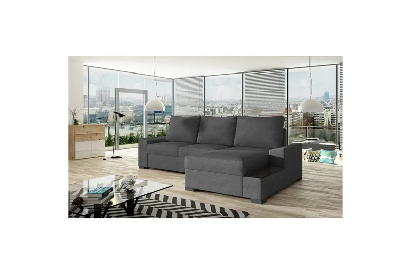 Sofa med chaiselong Eltap Negro 245x165x90 cm - Soro 93, Grå, Højre - Møbler - Sofaer - Sovesofaer
