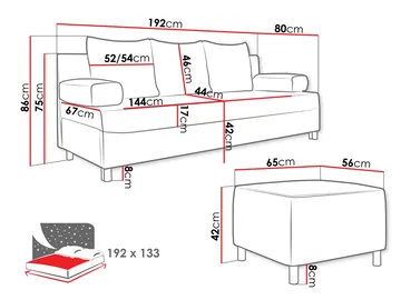 sofa + puf Dover Poso 06 - Møbler - Sofaer - Sovesofaer