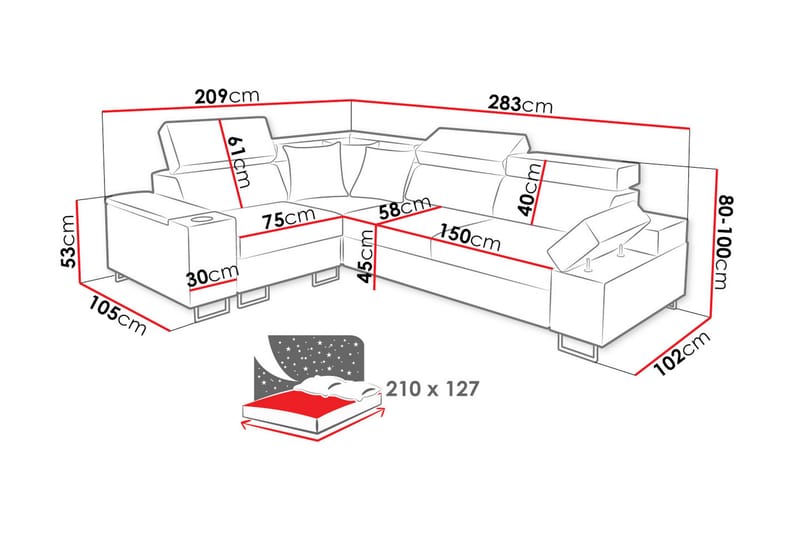 Solvato Hjørnesofa - Grå - Møbler - Sofaer - Sovesofaer