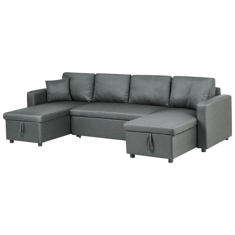 Sommen U-formet Sovesofa 123x259 cm med Opbevaring i Stof - Grå - Møbler - Sofaer - Sovesofaer