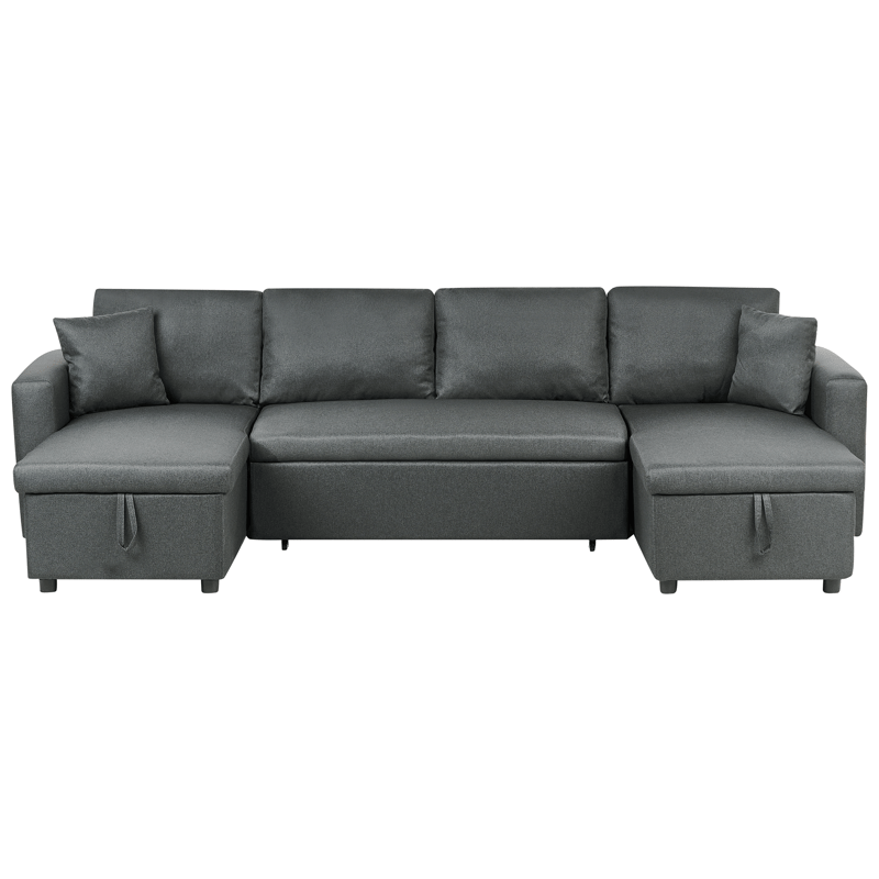 Sommen U-formet Sovesofa 123x259 cm med Opbevaring i Stof, Grå
