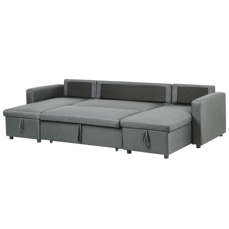 Sommen U-formet Sovesofa 123x259 cm med Opbevaring i Stof - Grå - Møbler - Sofaer - Sovesofaer