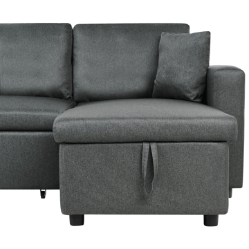 Sommen U-formet Sovesofa 123x259 cm med Opbevaring i Stof - Grå - Møbler - Sofaer - Sovesofaer