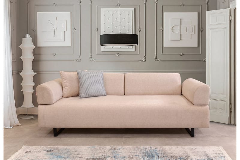 Southburn 3-personers Sovesofa 90x220 cm i Stof med Løse Rygpuder - Beige - Møbler - Sofaer - Sovesofaer