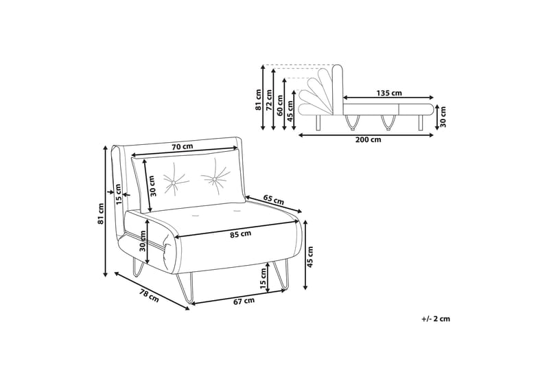 Sovesofa 1-Pers. velour grå VESTFOLD - Grå - Møbler - Sofaer - Sovesofaer