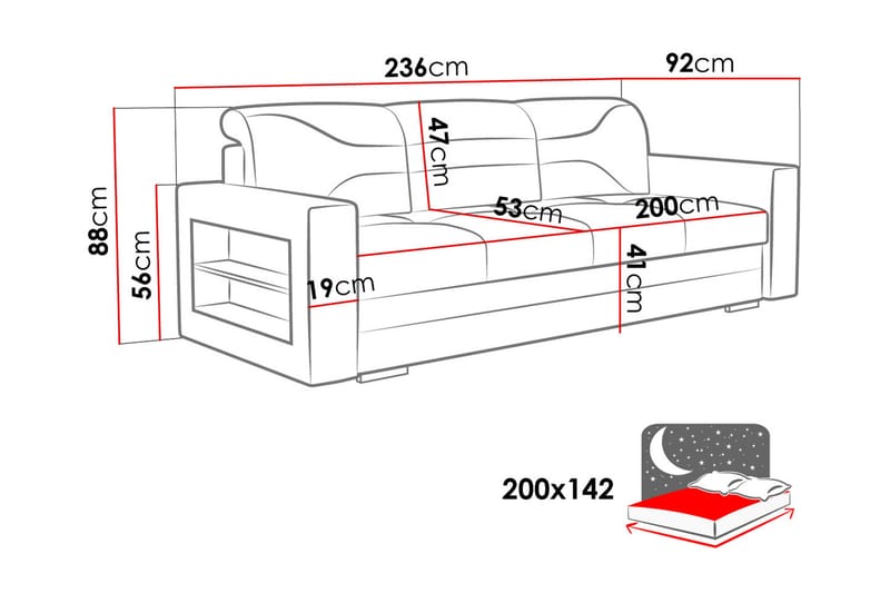 Sovesofa 236cm Venstre - Brun - Sovesofaer - 3 personers sovesofa