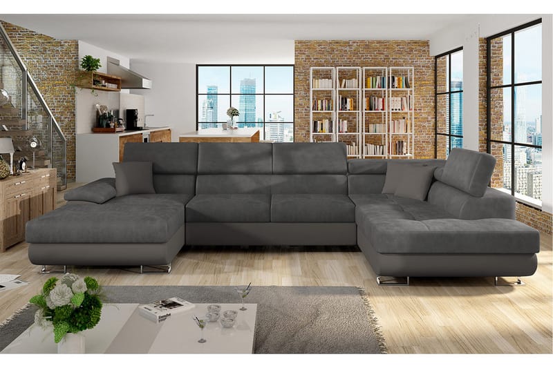 Sovesofa 4-Pers. U-formet 345x202 cm Højre - Møbler - Sofaer - Sovesofaer