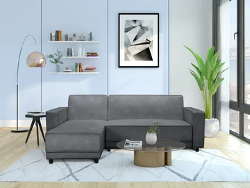 Sovesofa Allie Antracit, Velour, 82x229x154 cm - Antracit, Velour, 82x229x154 cm - Møbler - Sofaer - Sovesofaer