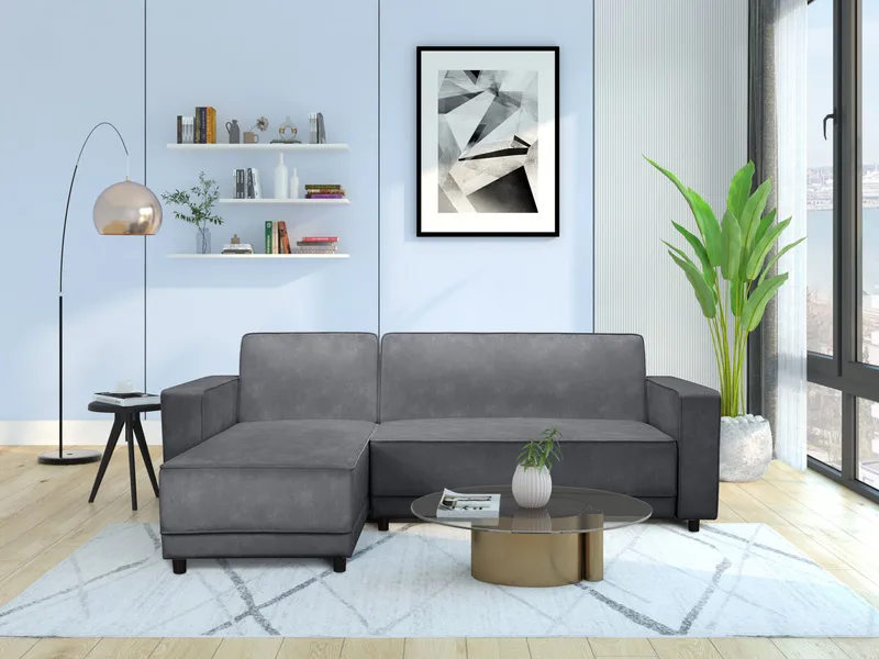 Sovesofa Allie Antracit, Velour, 82x229x154 cm - Antracit, Velour, 82x229x154 cm - Møbler - Sofaer - Sovesofaer