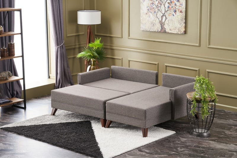 Antigua Mini Sovesofa med Chaiselong Højre - Brun - Møbler - Sofaer - Sovesofaer - Sovesofa chaiselong