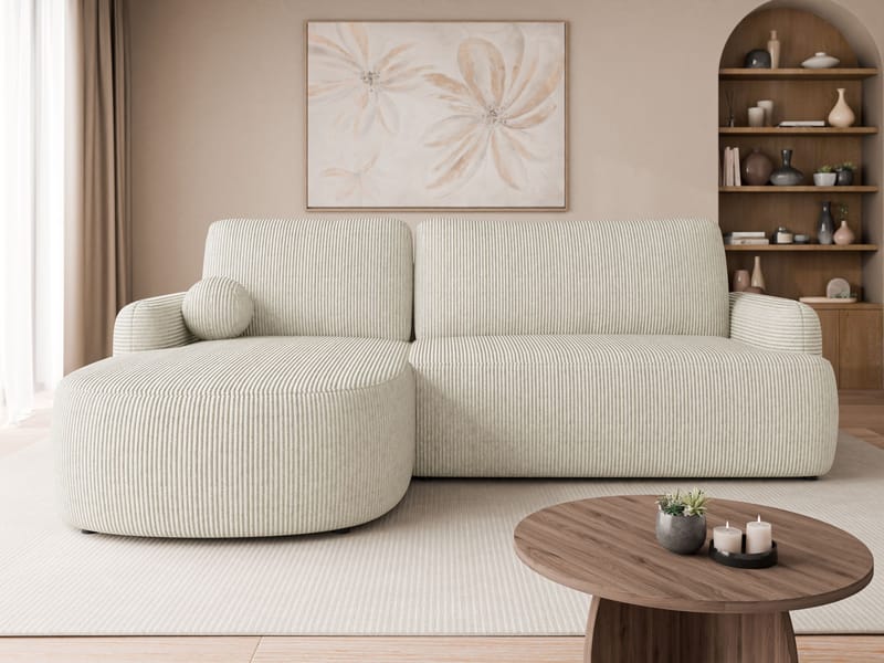 Branrel 3-personers sofa med chaiselong - beige - Møbler - Sofaer - Sovesofaer - Sovesofa chaiselong