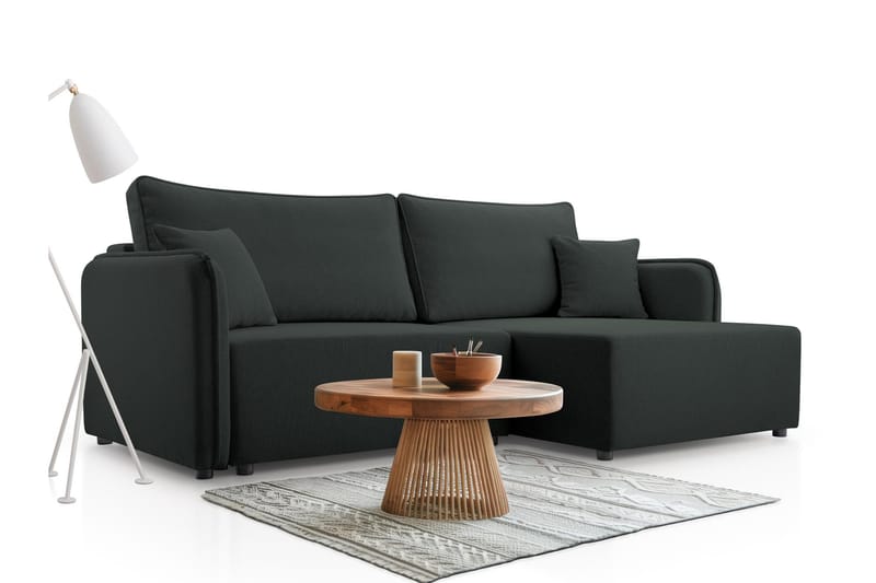 Chandru Sovesofa med Chaiselong 3-personers - Sort - Møbler - Sofaer - Sovesofaer - Sovesofa chaiselong