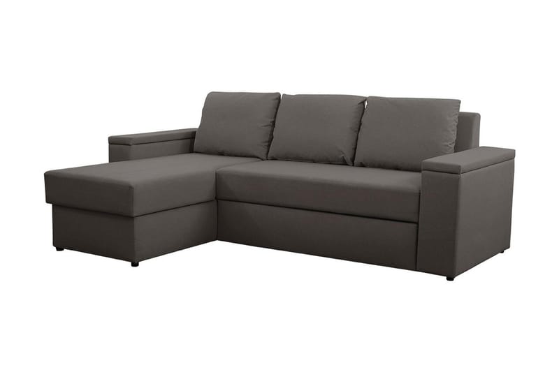 Herosa 3-Pers. Sovesofa med Chaiselong med Opbevaring, Mørkegrå