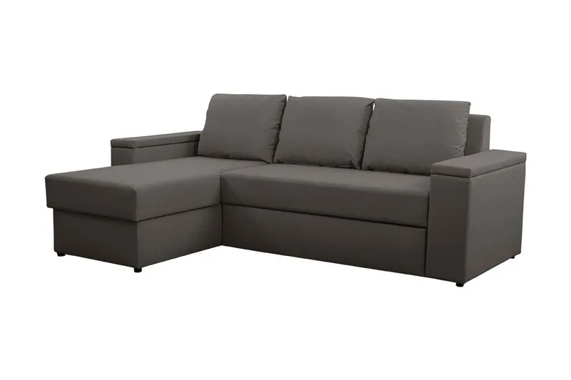 Herosa 3-Pers. Sovesofa med Chaiselong med Opbevaring, Mørkegrå