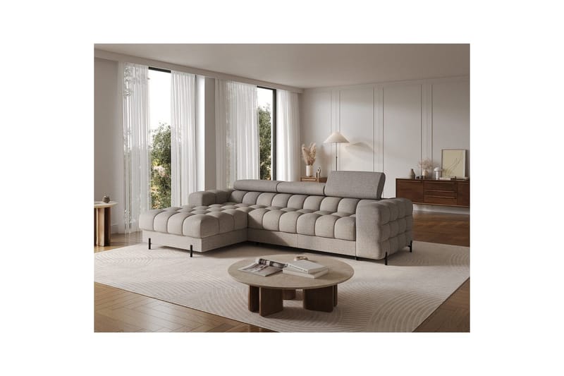 Hjørnesofa Eltap Felro 285x181x93 cm - Royal 20, Beige, Venstre - Møbler - Sofaer - Sovesofaer - Sovesofa chaiselong