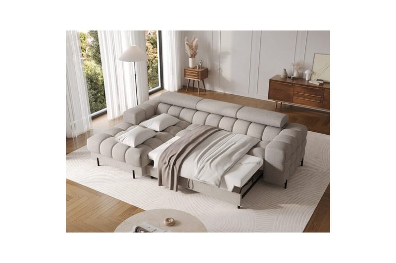 Hjørnesofa Eltap Felro 285x181x93 cm - Royal 20, Beige, Venstre - Møbler - Sofaer - Sovesofaer - Sovesofa chaiselong
