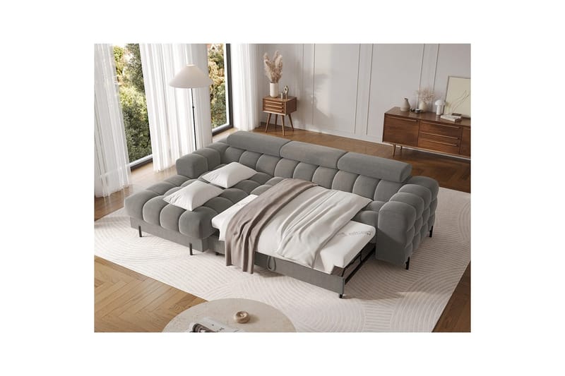 Hjørnesofa Eltap Felro 285x181x93 cm - Sola 06, Mørkegrå, Venstre - Møbler - Sofaer - Sovesofaer - Sovesofa chaiselong