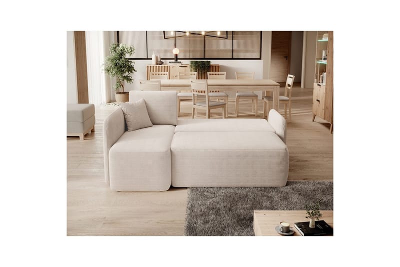 Hjørnesofa Eltap Hadson 206x150x89 cm - Jarell 18, Lys Beige, Venstre - Møbler - Sofaer - Sovesofaer - Sovesofa chaiselong