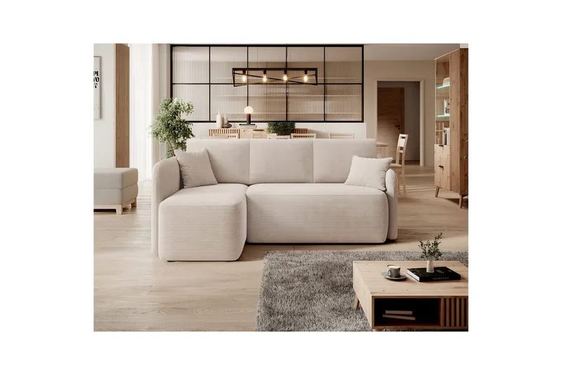 Hjørnesofa Eltap Hadson 206x150x89 cm - Jarell 18, Lys Beige, Venstre - Møbler - Sofaer - Sovesofaer - Sovesofa chaiselong