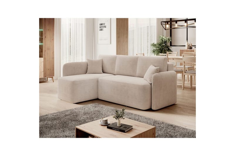 Hjørnesofa Eltap Hadson 206x150x89 cm - Jarell 18, Lys Beige, Venstre - Møbler - Sofaer - Sovesofaer - Sovesofa chaiselong