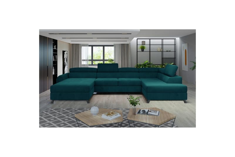 Hjørnesofa Eltap Josette 360x200x92 cm - Mat Velvet 75, Grøn, Højre - Møbler - Sofaer - Sovesofaer - Sovesofa chaiselong