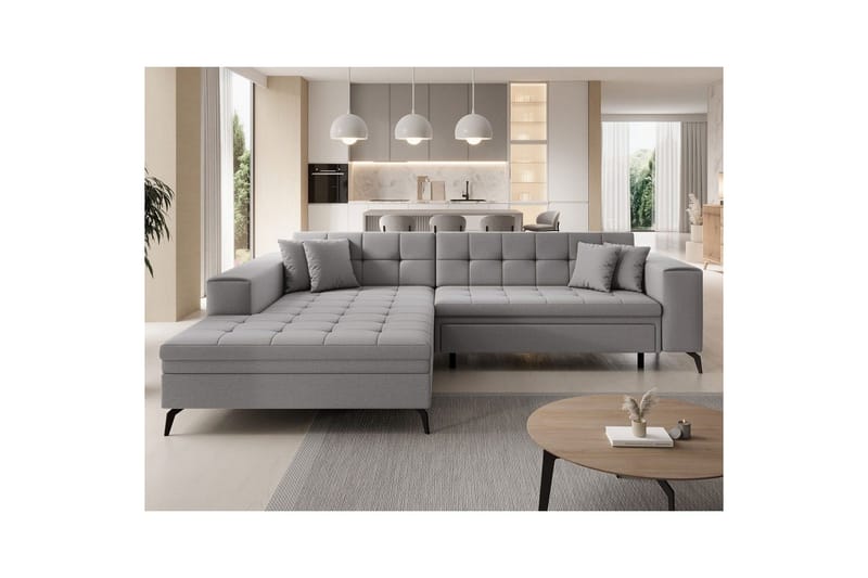 Hjørnesofa Eltap Solange 292x196x84 cm - Omega 02, Grå, Venstre - Møbler - Sofaer - Sovesofaer - Sovesofa chaiselong