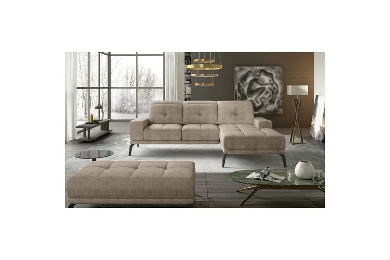 Hjørnesofa Eltap Torrense 265x175x98 cm, Dora 21, Beige, Højre